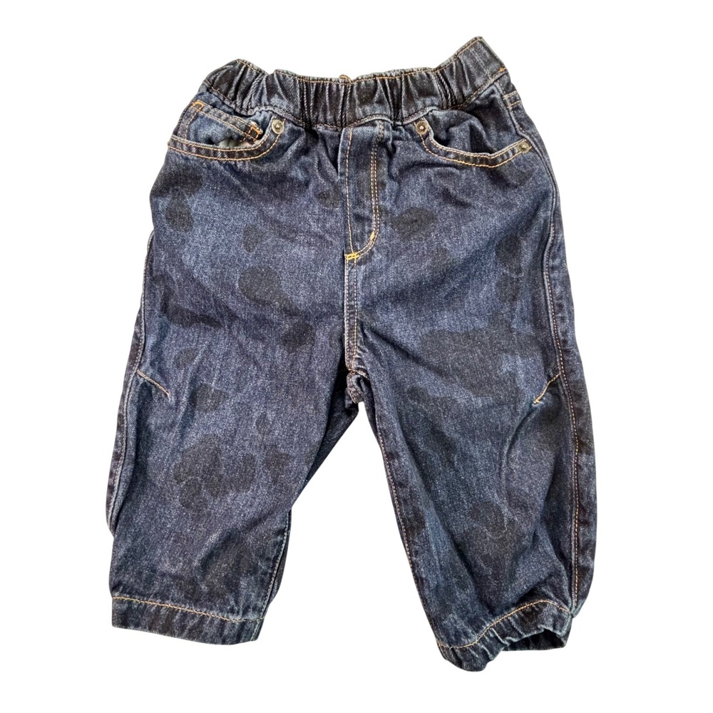 Baby Gap Barrel Jeans Kids 2 Years Dark Blue Camo Print Elastic Waist